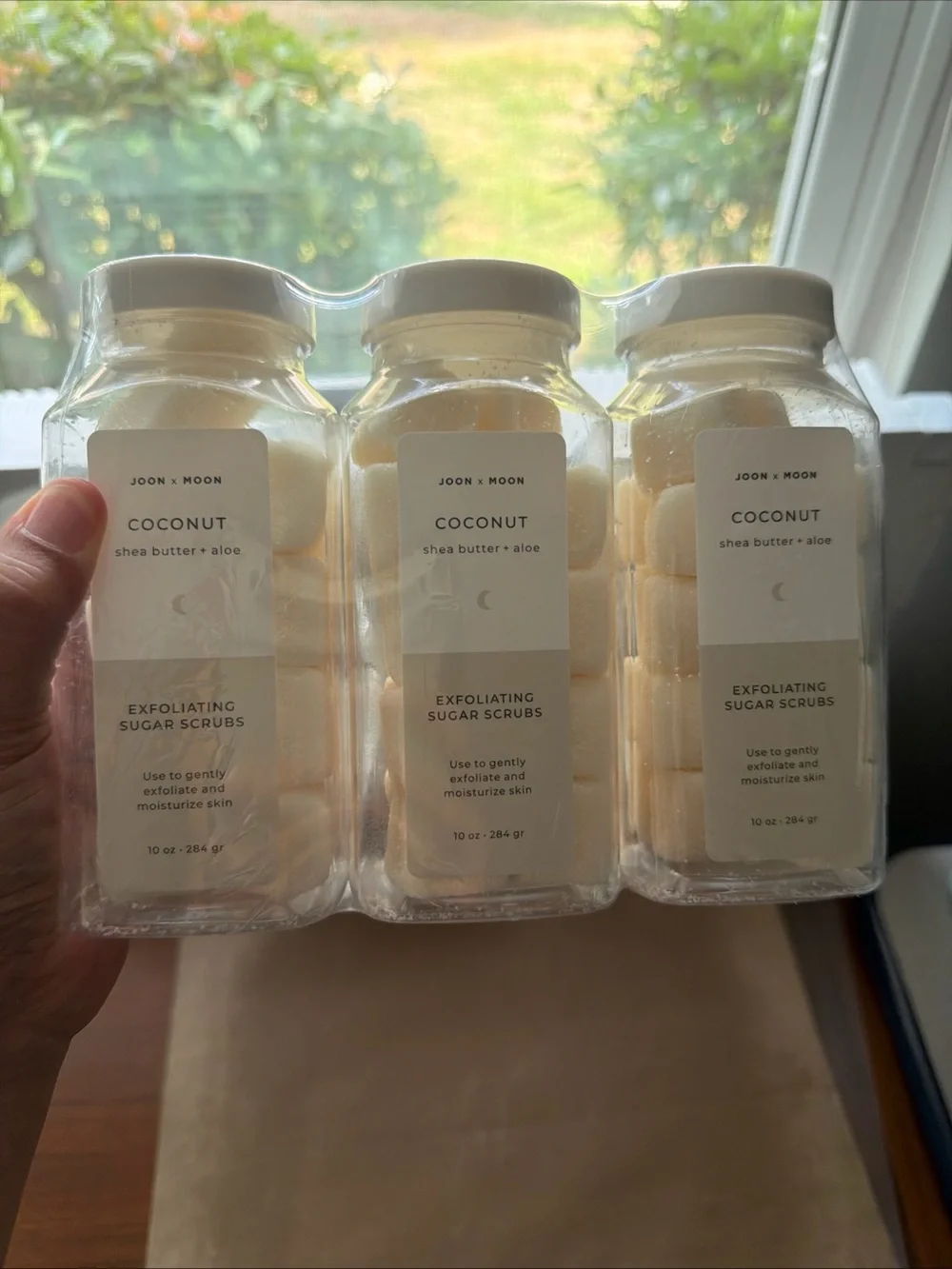 Joon X Moon Coconut Exfoliating Sugar Scrubs - Cream White 3 bottles